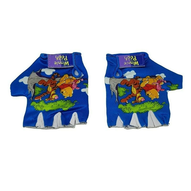 WINNIE THE POOH FINGERLESS HALF FINGER KIDS MEDIUM BIKE PADDED LYCRA MITTS