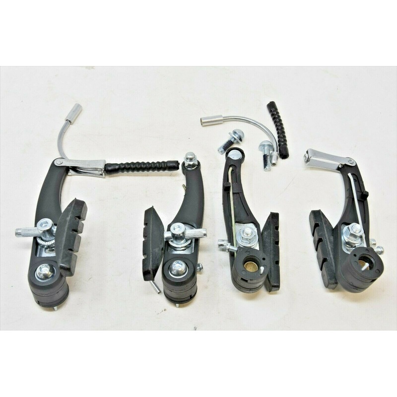 V-BRAKES SET BLACK WITH PIPES, PADS, FIXING BOLTS MTB ATB KIDS BIKES OLD STYLE