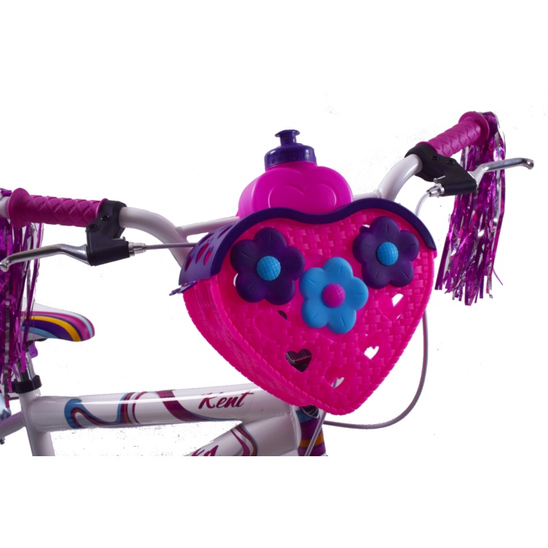 GIRLIE BIKE HEART FLOWER PINK BASKET & WATER BOTTLE IDEAL IDEAL FABULOUS PRESENT