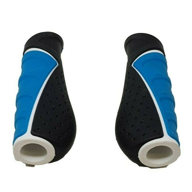 PAIR OF 130MM VAVERT BIKE HANDLEBAR GRIPS ERGONOMIC PLUG – BLACK/BLUE