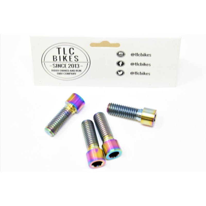 Set Of 4 TLC Primo Titanium BMX Crank Arm Pinch Bolts In Fantastic Rainbow Colours