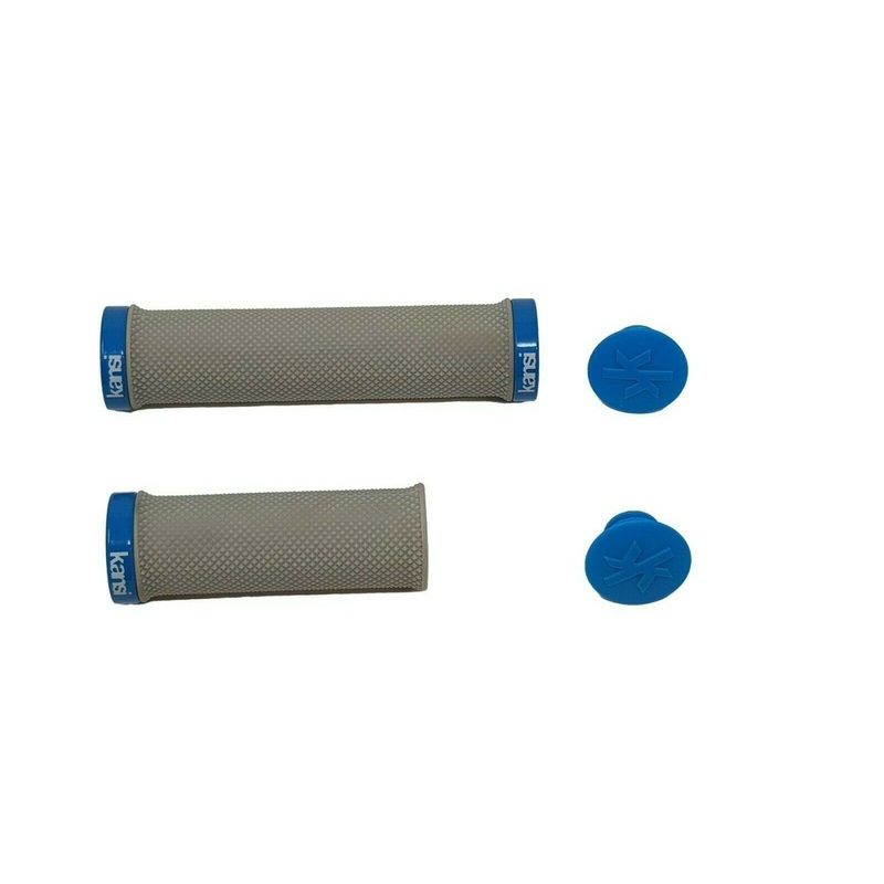 KANSI 135mm+93mm LOCK ON HANDLE BAR GRIPS GREY & BLUE MTB BIKES