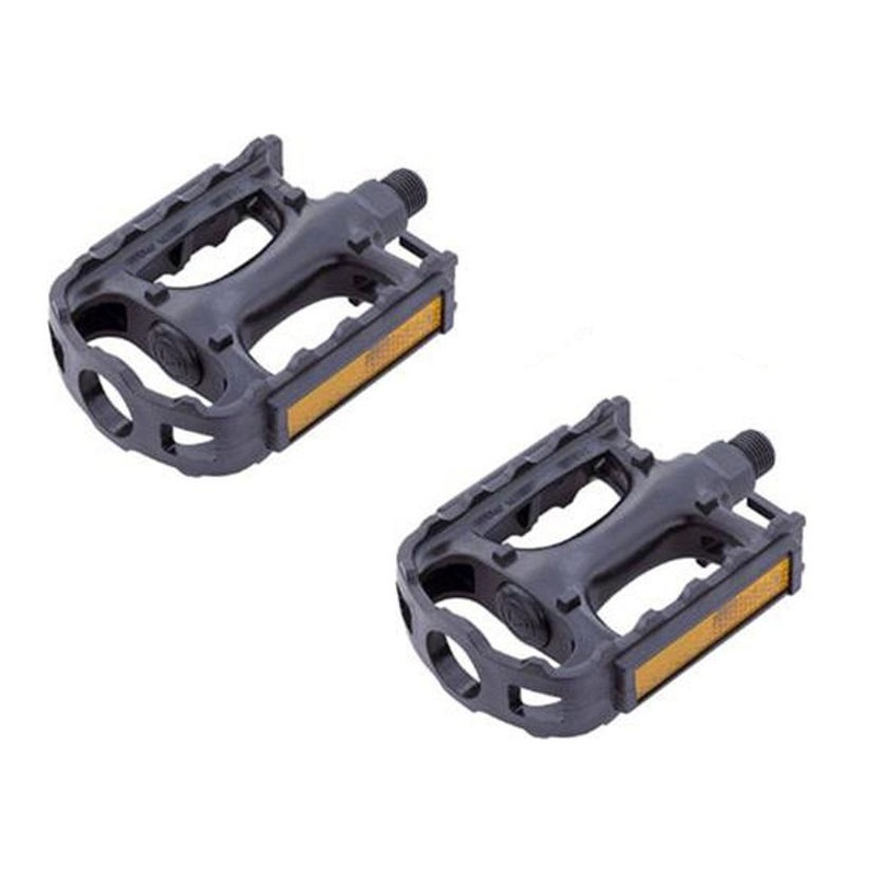 Pair VP 9-16 Adult Bike Replacement MTB ATB Pedals Black Resin With Reflectors