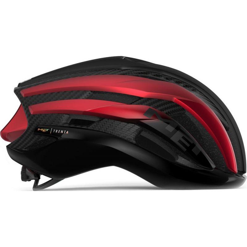 MET Trenta 3K Carbon MIPS Road Cycling Helmet (Black/Red Metallic/Matt Glossy)