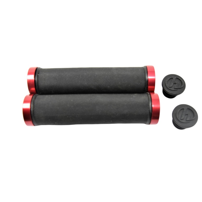 Herrmans DD28 Double Lock-on MTB Bike Handlebar Grips Black & Red 55% Off RRP