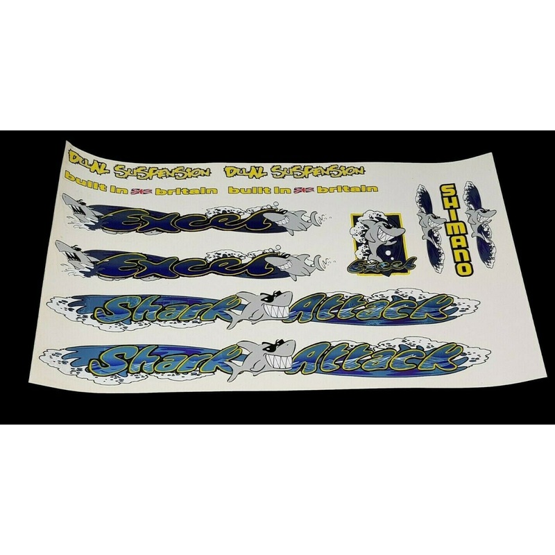 BIKE FRAME DECAL SHEET SHARK ATTACK STICKER SET NEW BICYCLE STICKERS