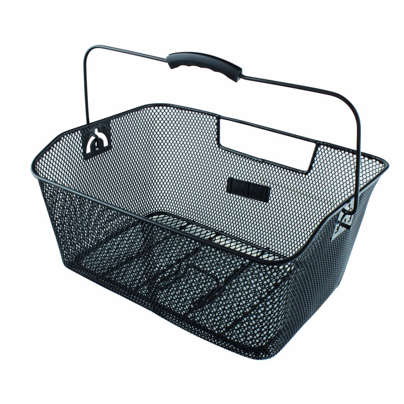Black Bicycle Wire Mesh Basket Fits On To Front Or Rear Carrier Shopping Luggage