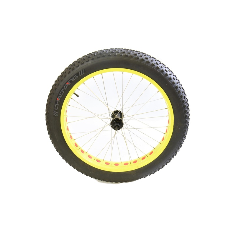 26 (559) FAT BIKE SNOW BIKE YELLOW REAR WHEEL DISC 8-9 SPEED CASSETTE WITH TYRE & TUBE