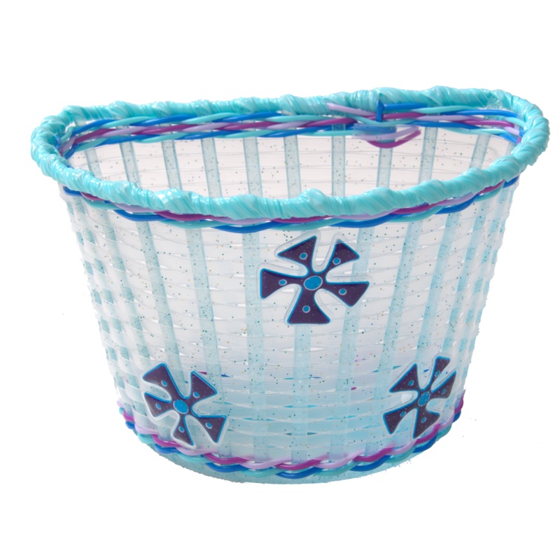 Child’s – Kids Blue Glitter Flowers Front Shopping Bike – Bicycle Basket