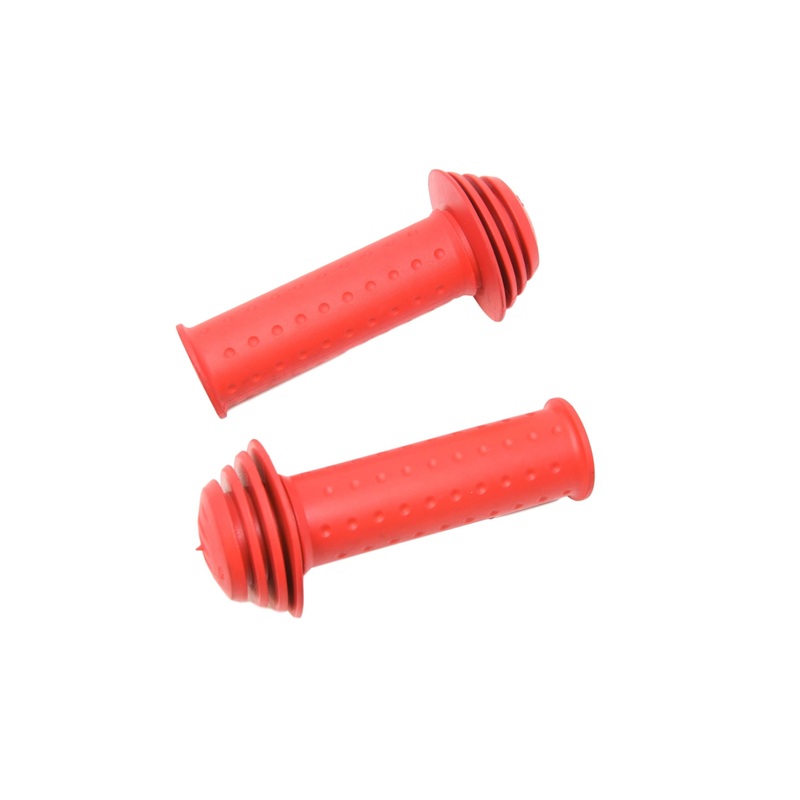 Pair Red Handlebar Grips For Childrens Cycle Junior Bike 112mm Long Safety End