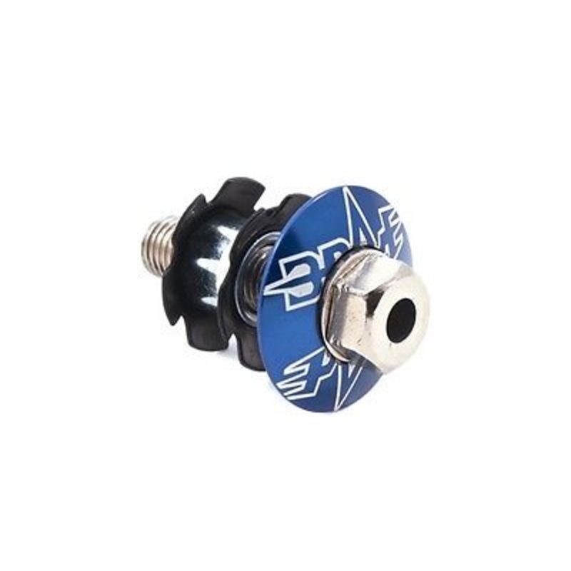 28.6mm BRAVE MACHINE ALLOY A-HEAD CAP & DOUBLE STAR WASHER SET ANODISED BLUE NEW