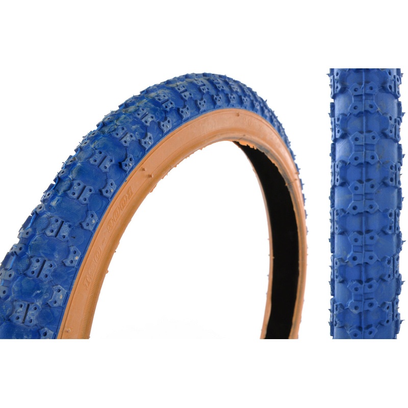 PAIR RALEIGH BURNER-OLD SCHOOL BMX 20 x1.75 TYRES BLUE AMBERWALL COMP 3 (III)