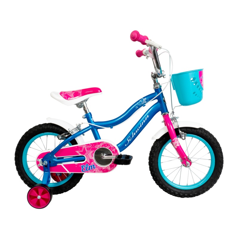 Schwinn Elm 14 Wheel Blue / Pink Kids Bike With Stabilisers