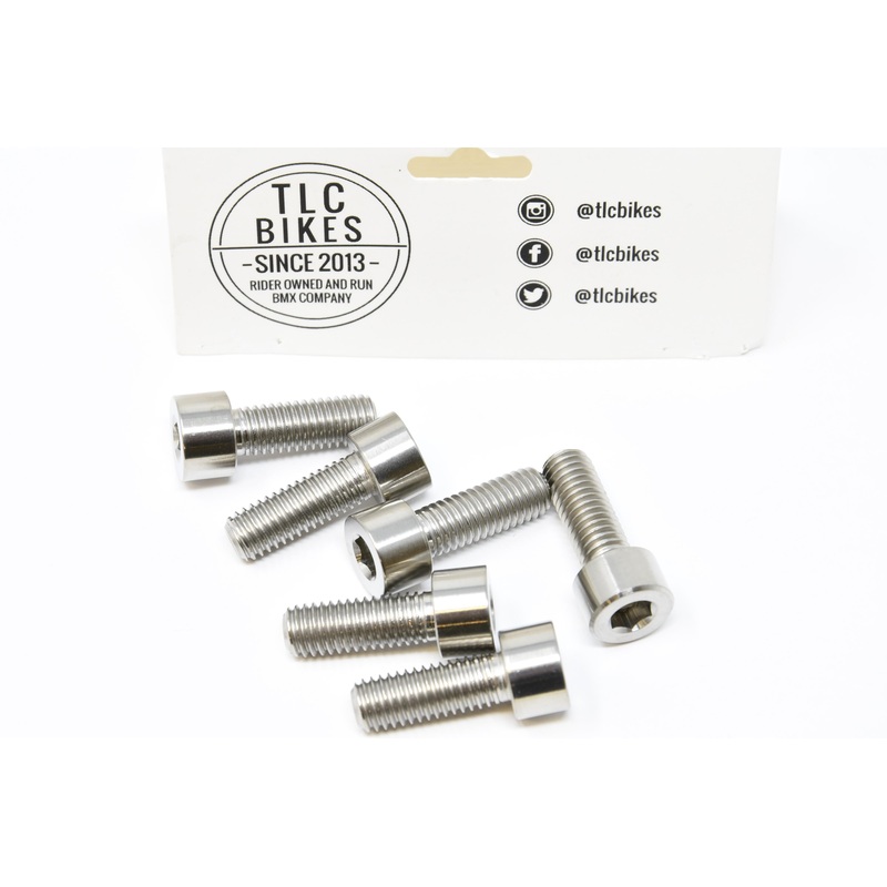 Set Of Six TLC Bikes Fit S & M Titanium Natural BMX Stem Bolts Ultra Light