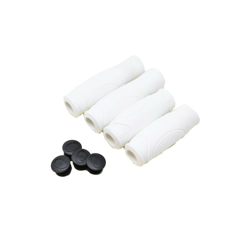 PAIR WHITE OPEN END COMFORT BIKE HANDLEBAR GRIPS 100mm or 125mm BUY 1 GET 1 FREE