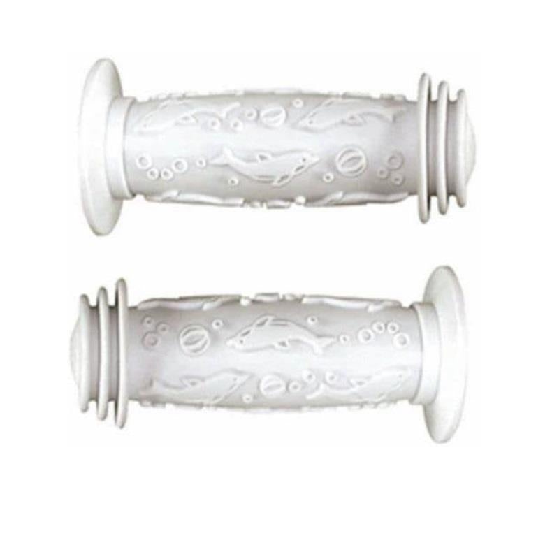 Pair White Oxford Dolphin Handlebar Grips For Childrens Cycle Junior Bike 100mm Long Non Slip