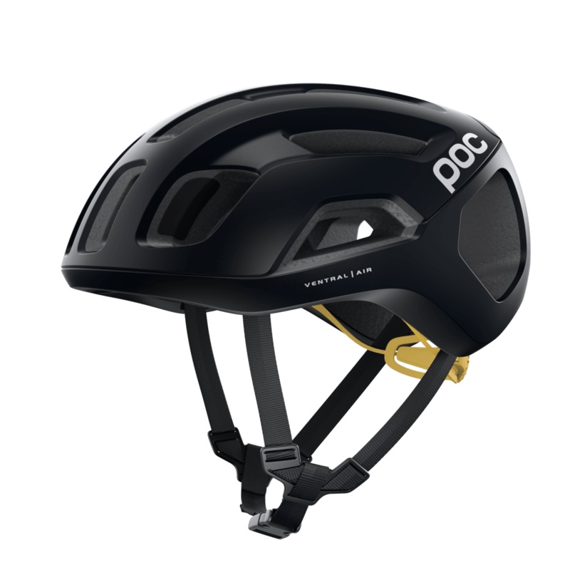 POC Ventral Air Spin Road Cycling Helmet (Uranium Black/Sulphur Yellow Matt)