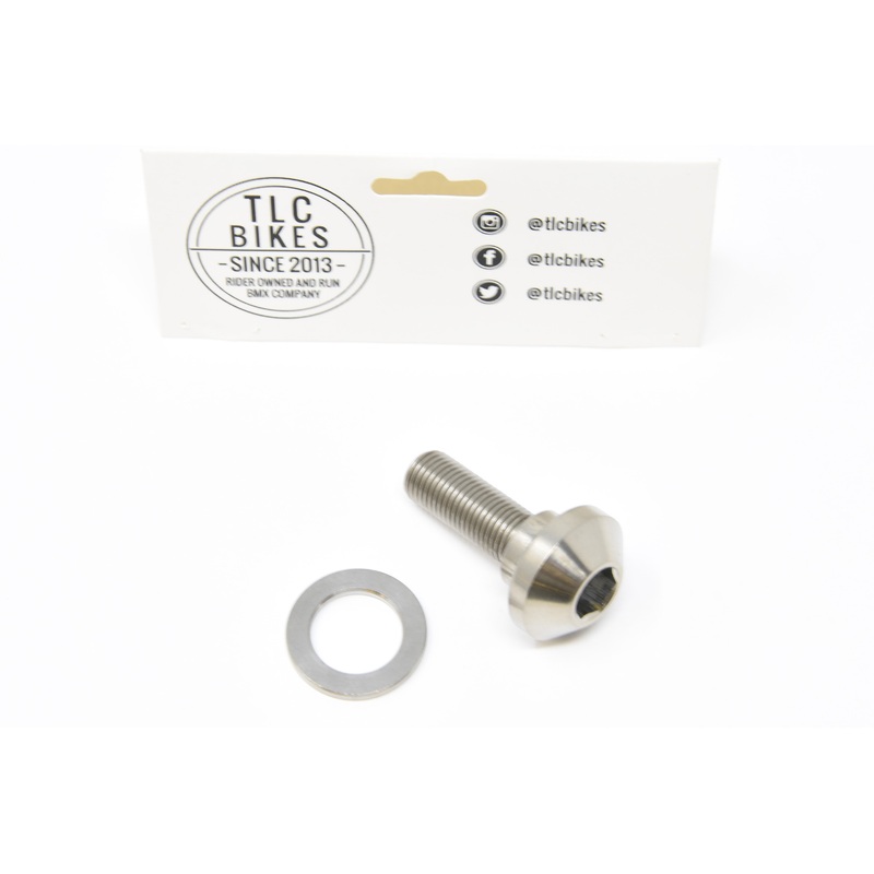 A TLC Bikes Metric Aircraft Grade 5 Titanium Hub Bolt With Spacer Natural Suit Colony, Proper, Bsd, Odyssey, Demolition, Halo, Shadow Etc