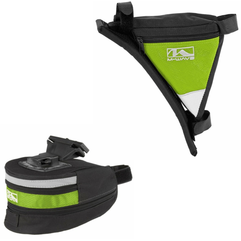 Mens Bike Saddle Bag + Triangle Frame Bag Cycle Bargain 2 Piece Luggage Set Green