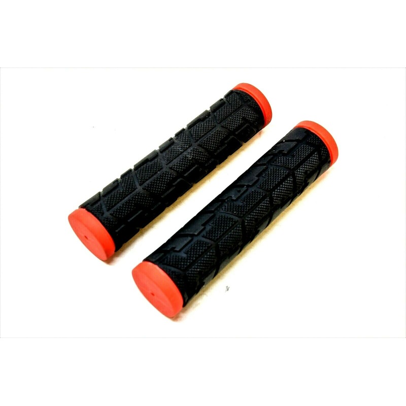 BIKE HANDLEBAR GRIPS, RED NON SLIP DUAL DENSITY MTB OR FIXIE BIKE 125MM