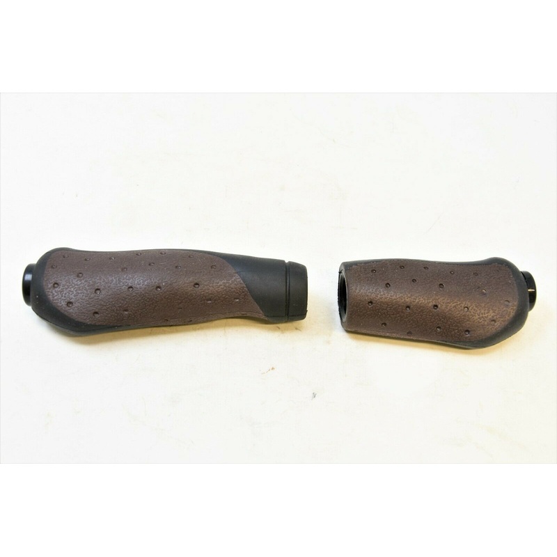 PAIR 2 LENGTH 90mm + 135mm ERGONOMIC GRIPSHIFT HANDLEBAR GRIPS BROWN BLACK BIKE