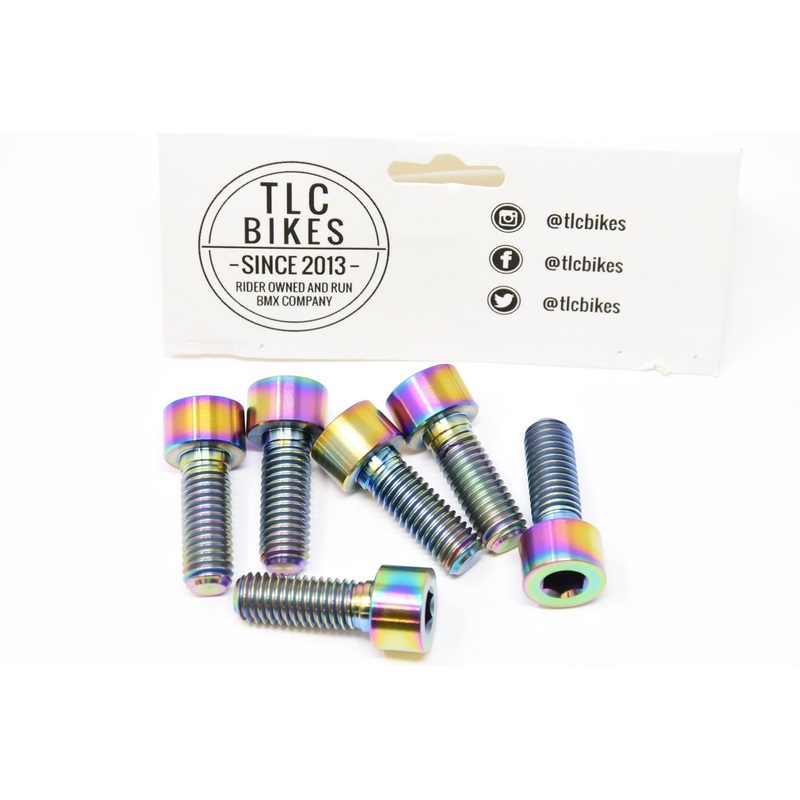 Set Of Six TLC Bikes Fit S & M Titanium Rainbow BMX Stem Bolts Ultra Light