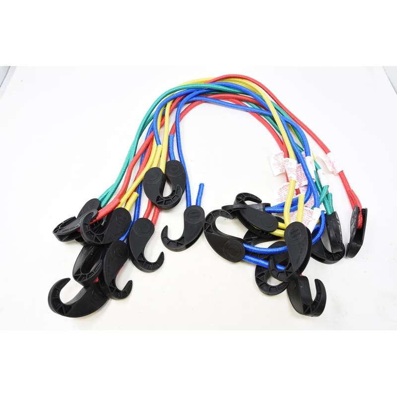 Job Lot Ten (10) 32 Coloured Bungee Elastic Luggage Strap Cords With Safety Hooks