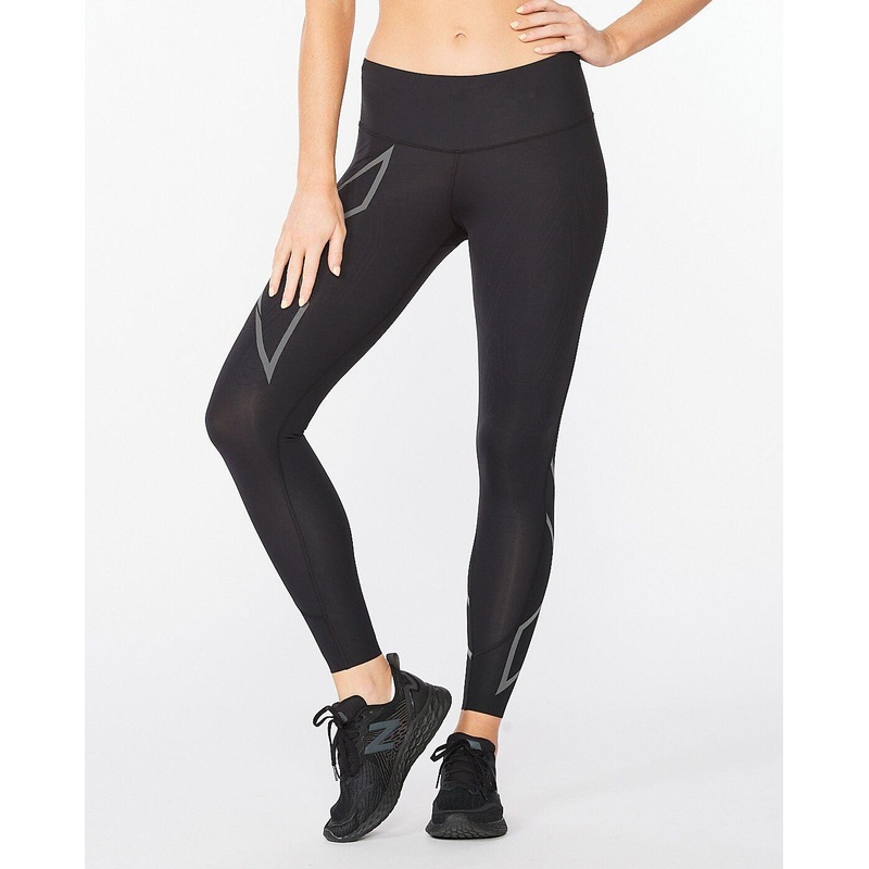 2XU WA6523B Light Speed Mid-Rise Women’s Compression Tights (Black/Black Reflective)