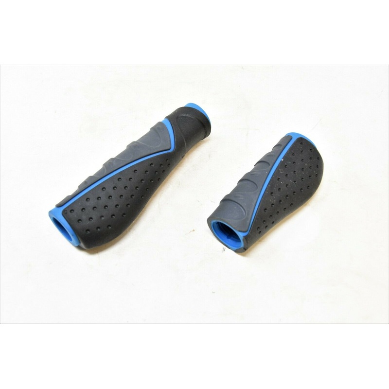PAIR 2 LENGTH 90MM + 135MM COMFORT GRIPSHIFT HANDLEBAR GRIPS BLUE/GREY/BLACK