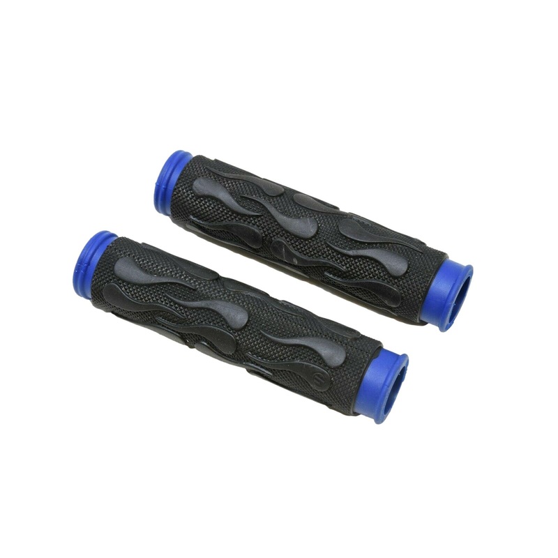 Quality Herrmans Bike Handlebar Non Slip Grips Black Blue Dual Layer MTB 130mm