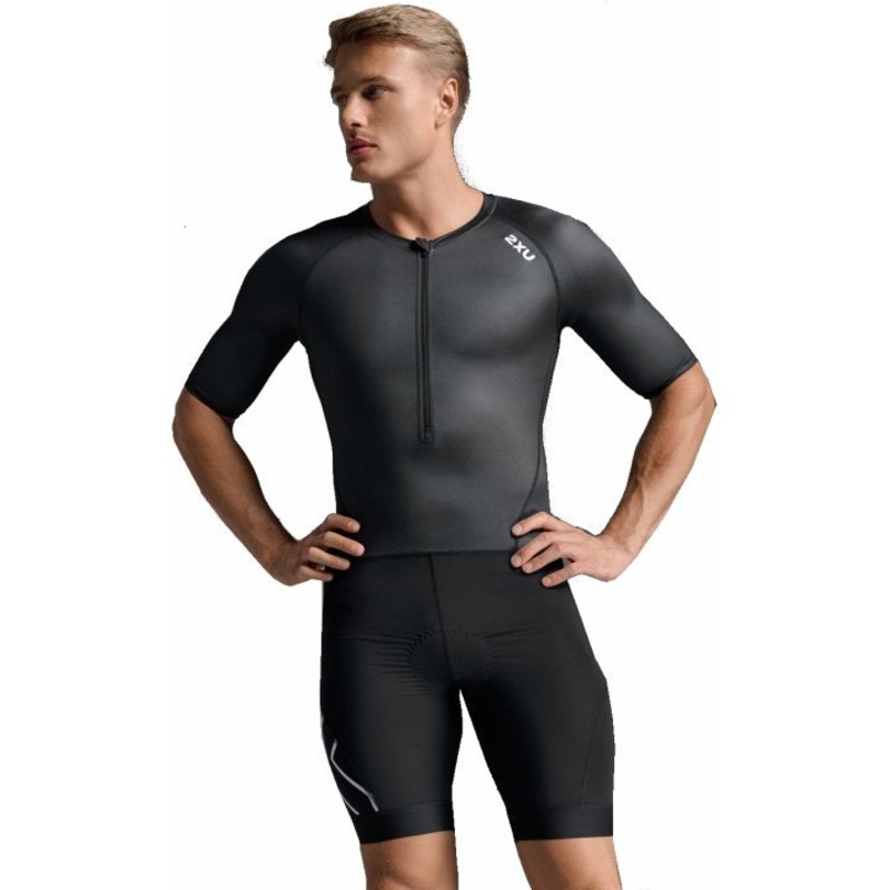 2XU MT7397D Core Sleeved Men’s Triathlon Suit (Black/White)