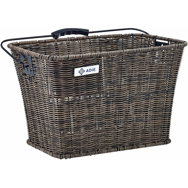 Luxury Bike Front Square Basket Rattan Effect Take On Off For Shopping With Strong Quick Release Handle Fitted Brown