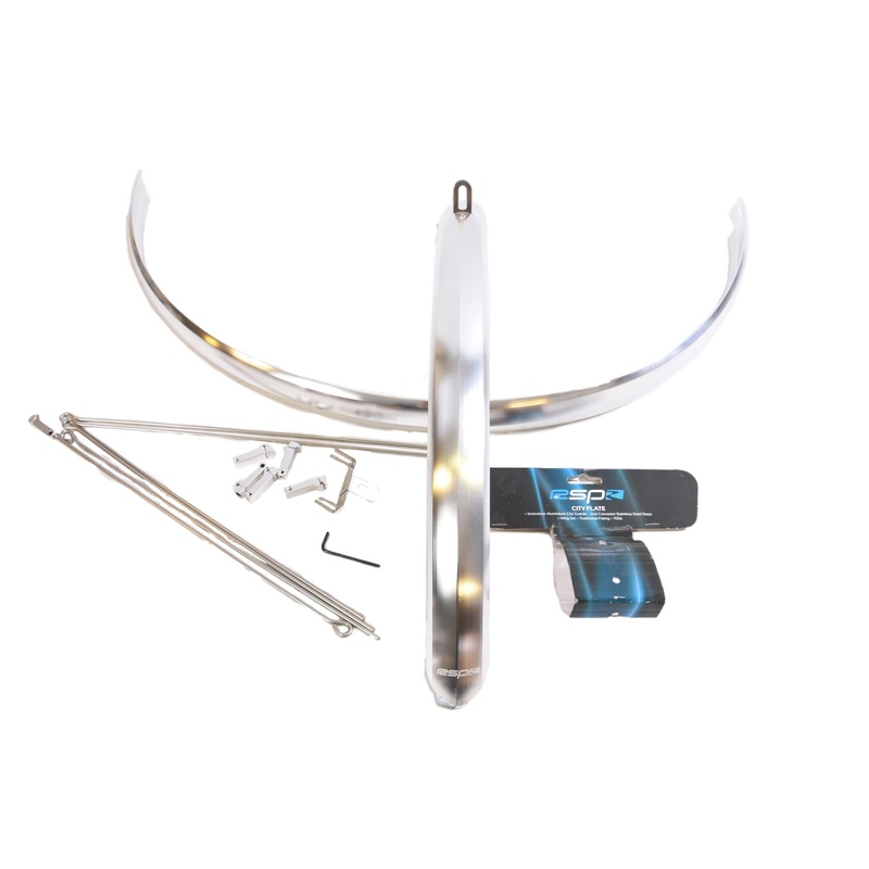 700c 28 Racing Cycle, Fixie, Road Bike, Polished Aluminium Alloy Full Mudguards 40mm