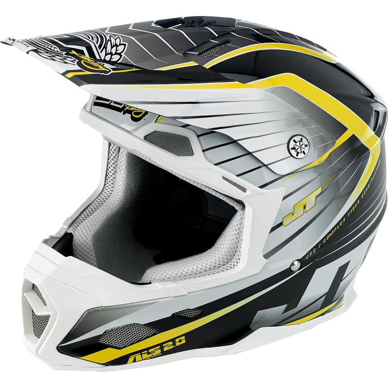 JT Racing ALS 2.0 Moto-X – Motocross Helmet  Small – White, Black, Yellow