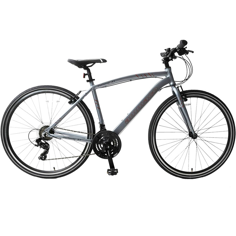 Ammaco Pathway X1 700c Wheel Men’s 21 Alloy Frame Grey Hybrid Bike 21 Speed