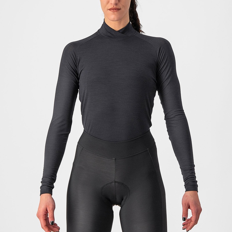 Maglia intima maniche lunghe donna Castelli Bandito Wool – Nero