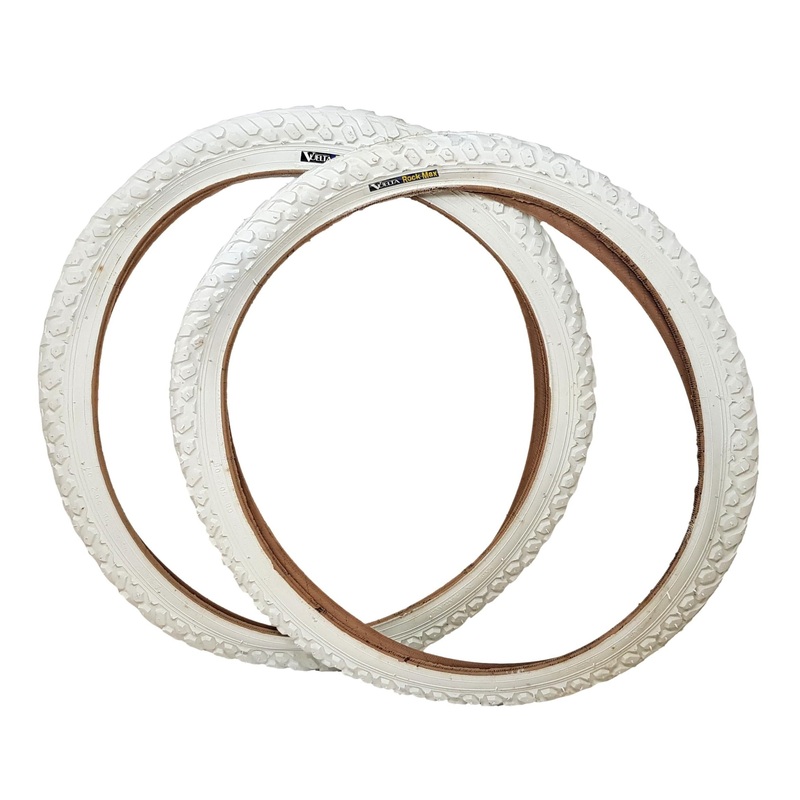 Pair Vuelta Rock 20 X 1.75 White Mtb Kids Bike Tyres Bargain Clearance Price
