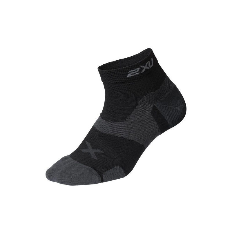 2XU Vectr Cushion 1/4 Crew Unisex Compression Socks (Black/Titanium)