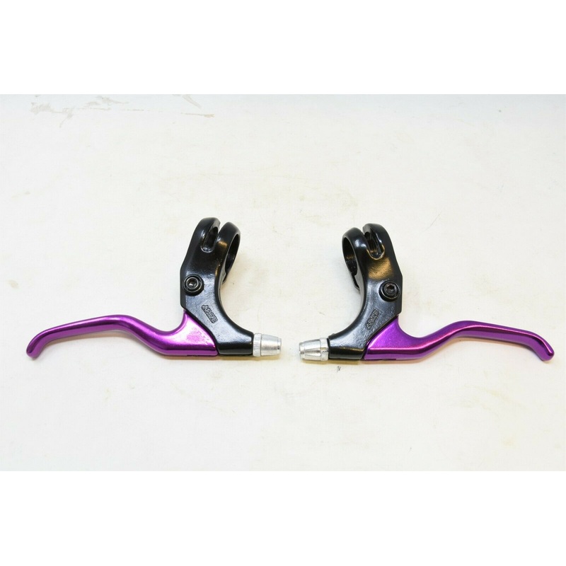 PURPLE ALLOY BIKE BRAKE LEVERS ATB CANTILEVER OR CALIPER BRAKES THREE FINGER