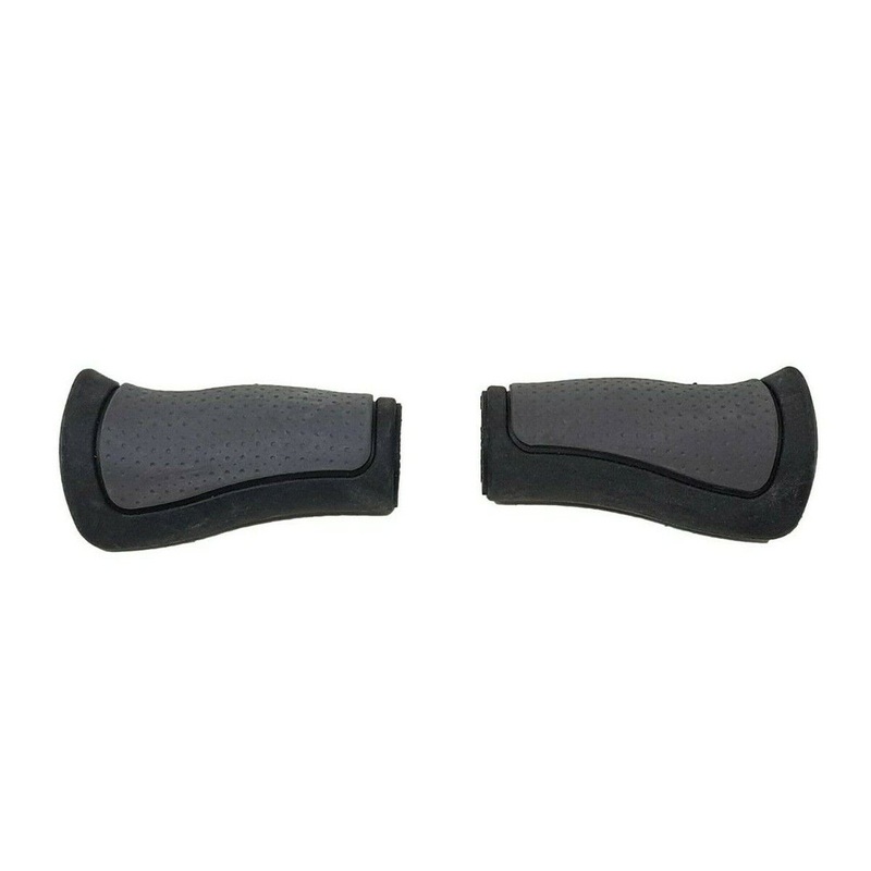 Pair Of 90mm Ergonomic Gripshift Handlebar Grips, Black & Grey, Twistgrip Grips