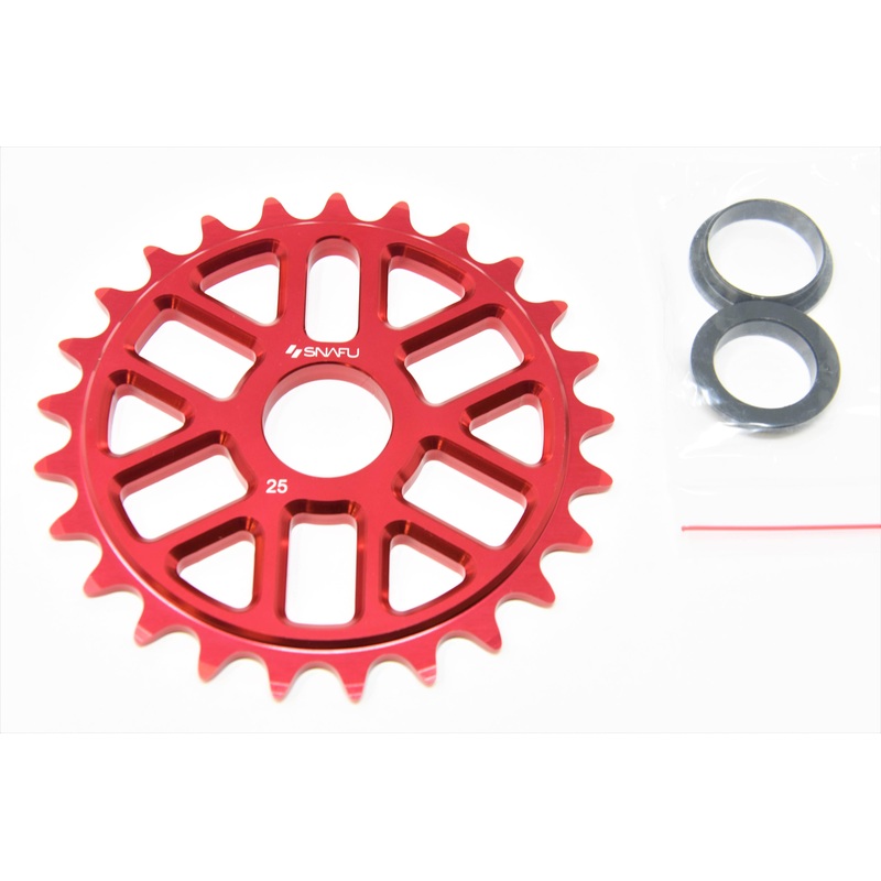 Snafu Ola 25 Teeth 1-8 BMX Chain Ring 7075 Aluminium Chainwheel 10 Off Red
