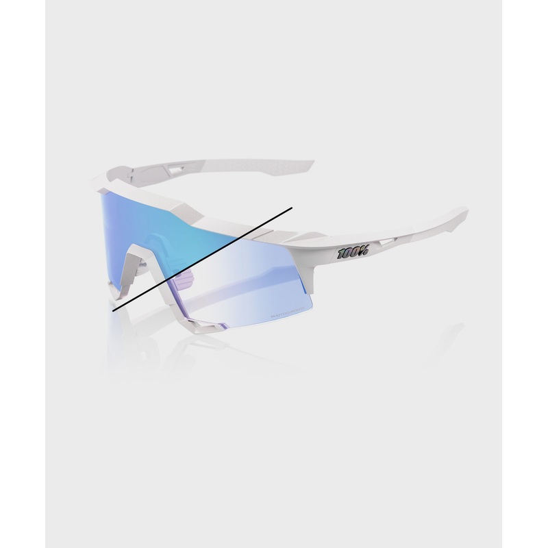 100% Speedcraft Bastille LE Glasses-Pearl White Glitter/Blue Mirror Photochromic