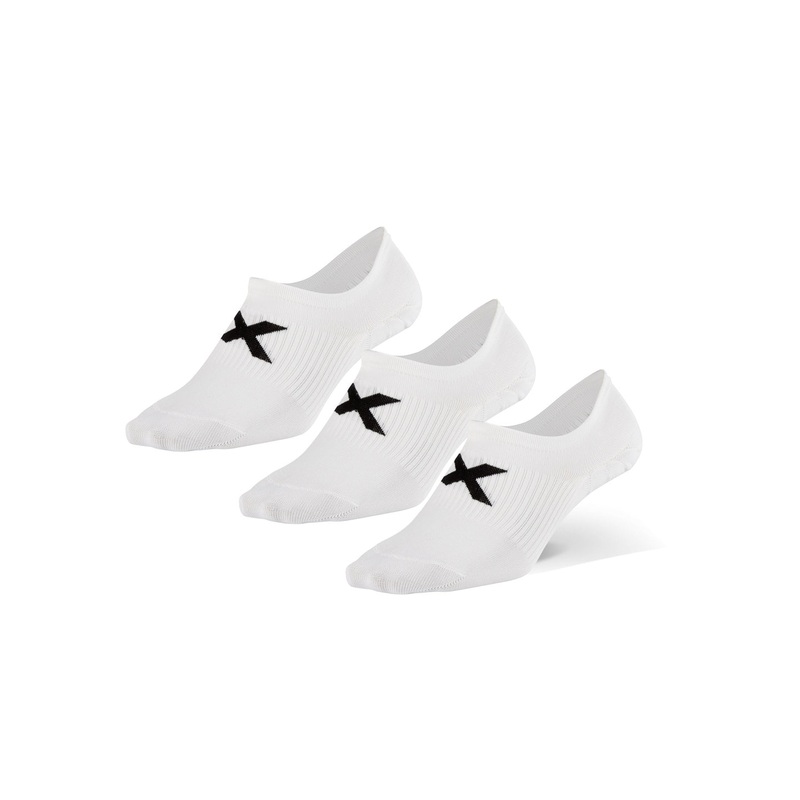 2XU UQ6550E Invisible Unisex Running Socks – Pack of 3 (White/Black)