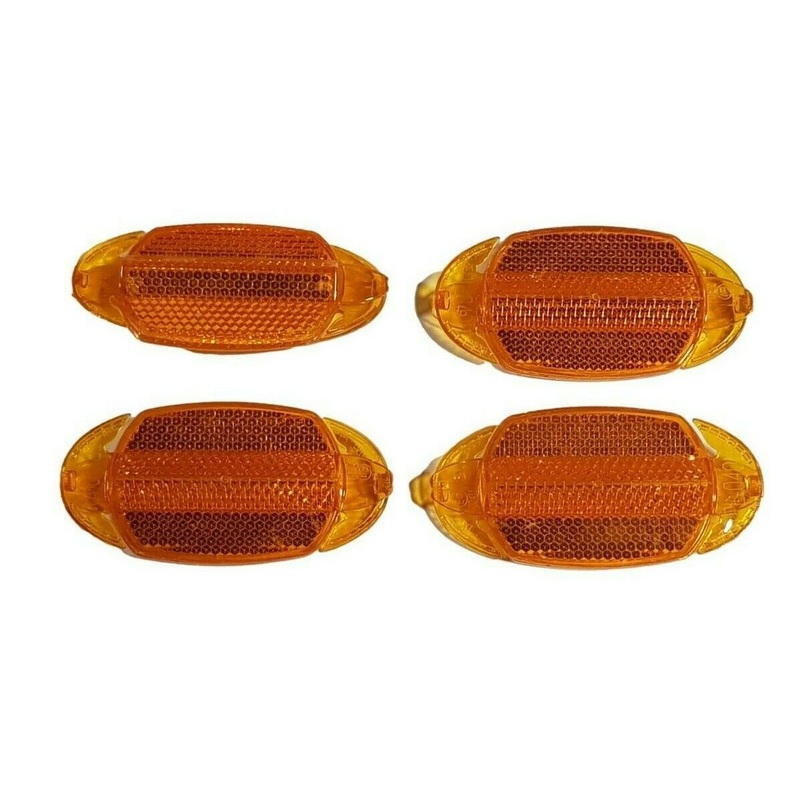 4 ORANGE CLIP ON BICYCLE WHEEL ROUND OR FLAT SPOKE WIDE ANGLE SAFETY REFLECTORS
