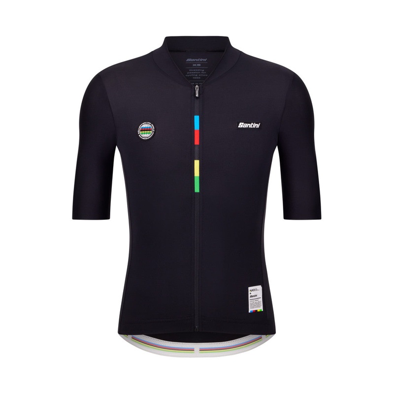 Santini UCI World Champion Mondo Unisex Cycling Jersey (Black)