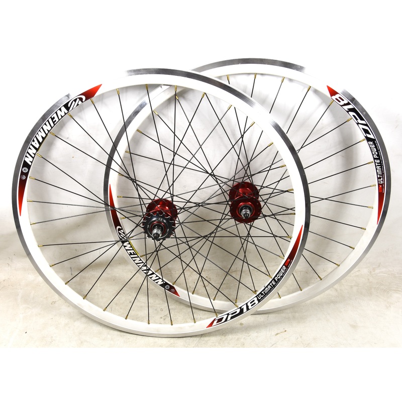 Pair White 700c Fixie Flip Flop Wheels Sealed Bearing Hubs Weinmann DP18 Rims