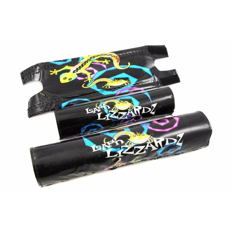 LEAPING LIZARD KIDS BMX PAD SET BLACK 3 PIECE HANDLEBAR ,STEM & FRAME PAD