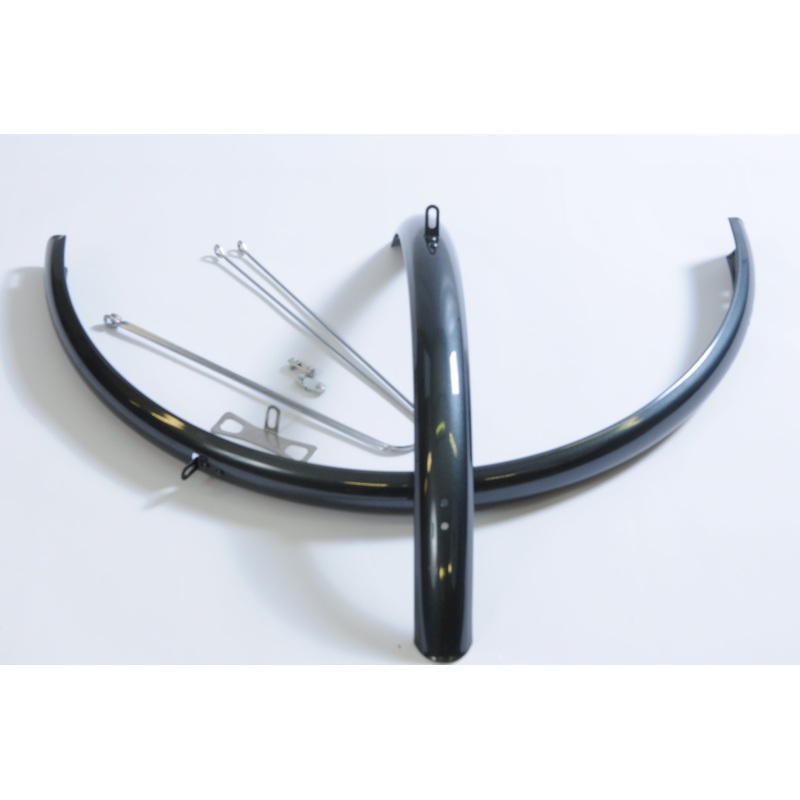 26 STEEL MUDGUARDS TRADITIONAL 70s,80s TYPE TOURIST BIKE 26x 1 3-8 GUNMETAL GREY