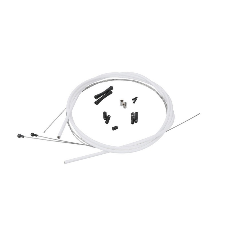SRAM Slickwire Road Brake Cable Kit 5Mm (1X 850Mm, 1X 1750Mm 1.5Mm Coated Cables, 5Mm Kevlar Reinforced Compression-Free Housing, Ferrules, End Caps, Frame Protectors): White