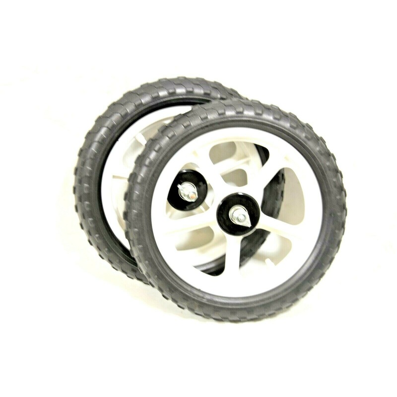 Two 12 Front White 300mm Mag Wheels With PU Tyres For Scooters, Go Karts, Trolleys